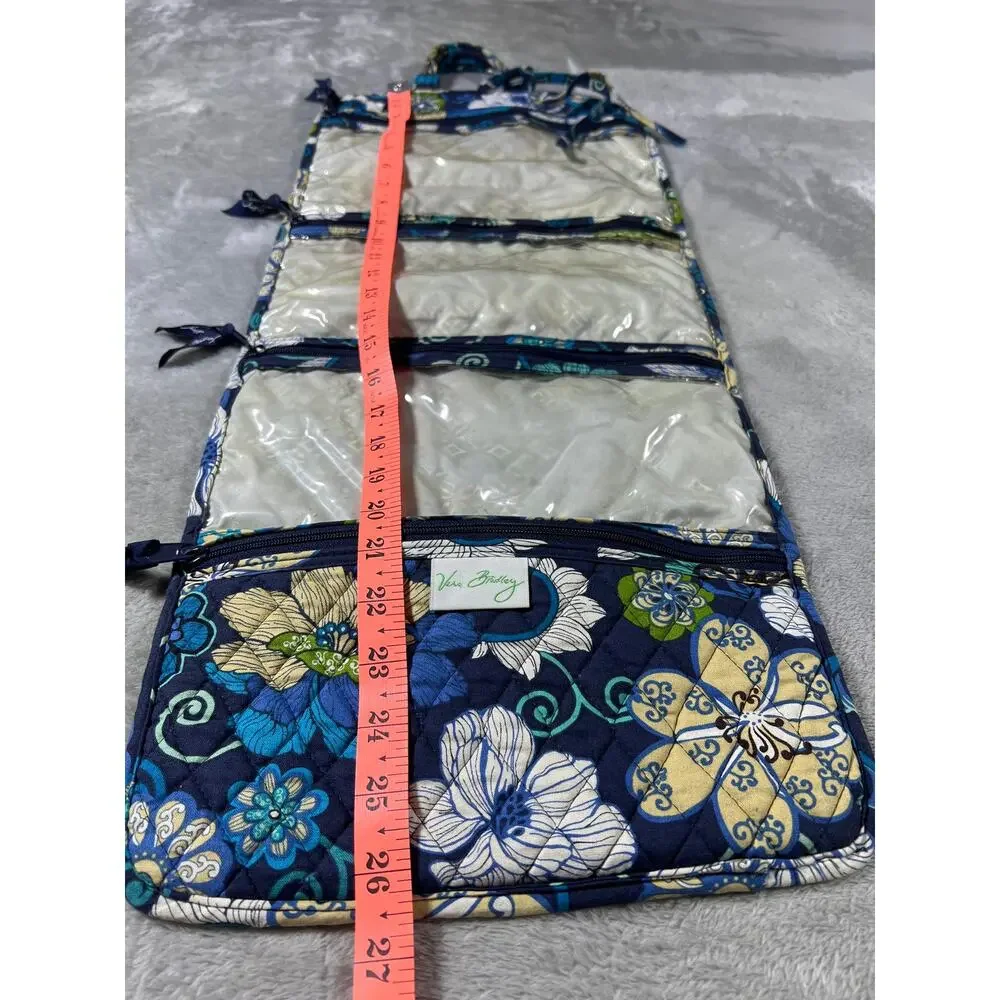 Vera Bradley Mod Blue Floral Hanging Makeup Travel Organizer Cosmetic Case